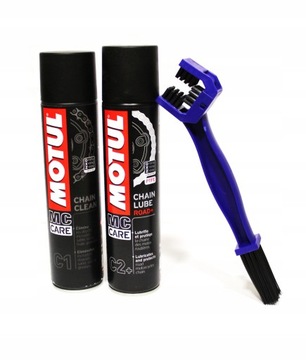 Smar Spray Motul C1 ROAD+ CHAIN CLEAN C2+ Szczotka - Motocykl Moto Zestaw