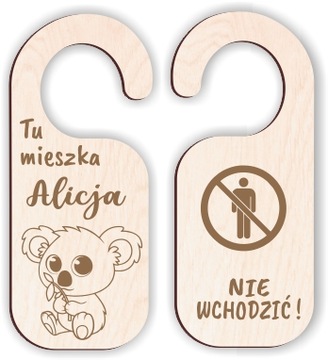 ZAWIESZKA NA KLAMKĘ koala z imieniem dziecka