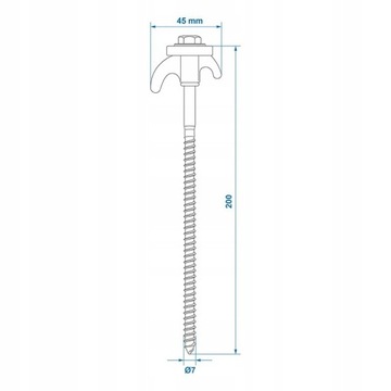 ШПИЛЬКИ ДЛЯ ТЕНТА 6 шт. Ø7мм ДЛИНА 20см С РЕЗЬБОЙ НА ВИНТАХ