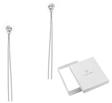 Długie kolczyki łańcuszki z kryształkami Swarovski
