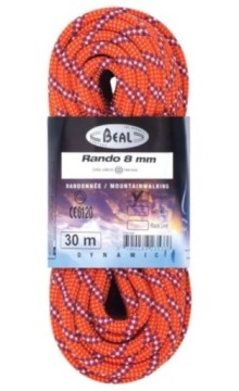 Стандартная красная веревка Beal Rando 8 мм 30 м