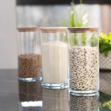 СТЕКЛЯННЫЕ КУХОННЫЕ КОНТЕЙНЕРЫ 3х В20 см ДЛЯ СЫПЫХ ПРОДУКТОВ Еда Для Кладовой