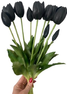 Tulipany Silikonowe Bukiet Czarne Jak Żywe Sztuczne Kwiaty