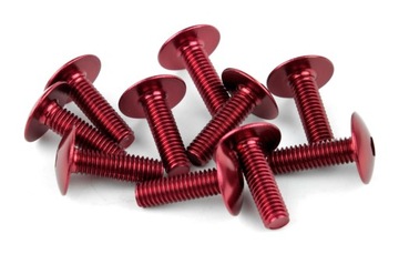 ŚRUBA OWIEWKI M6 ALUMINIOWA CZERWONA ŚRUBY 10SZT.