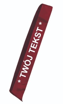 Wstęga czerwona z tkaniny szarfa reklamowa dla hostessy z twoim tekstem