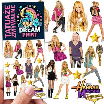 TATUAŻE ZMYWALNE DLA DZIECI DZIECIĘCE HANNAH MONTANA WZORY JAKOŚĆ