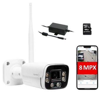 KAMERA WIFI ZEWNĘTRZNA 8 Mpx ONVIF MIKROFON GŁOŚNIK ZASILACZ