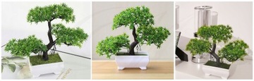ŚLICZNA DEKORACJA SZTUCZNE DRZEWKO ZIELONE BONSAI OZDOBA WYSOKA JAKOŚĆ 26CM