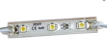 MODUŁ 3xDIODA LED 5050 0,5w/12V BIAŁY Zimny 6000K
