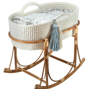 Kosz Mojżesza, kołyska- Like Moses Baskets TĘCZOWY+ bujak wiklinowy