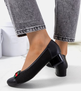 Черные ажурные туфли на каблуке GD-FL349 15793 размер 38