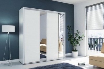 POJEMNA SZAFA WIX 4 BIAŁA + LUSTRA 100x245cm