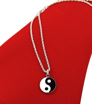 NASZYJNIK YIN YANG MALOWANY ŁAŃCUSZEK