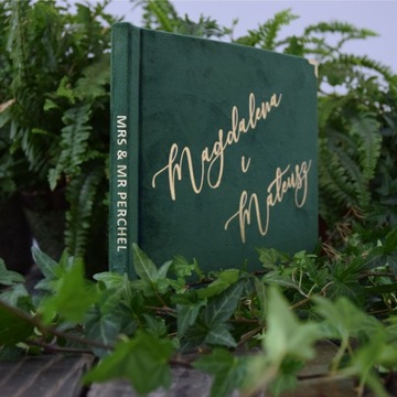 Гостевая книга СВАДЬБА бутылочная зеленая свадебная бархатная