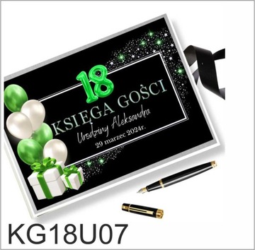 Księga gości 18 urodziny personalizowana 100 stron atłasowa wstążka