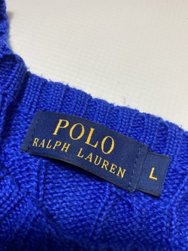 POLO Ralph Lauren BAWEŁNIANY Dzianinowy sweter o warkoczowym splocie/ L