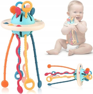 ZABAWKA SENSORYCZNA OŚMIORNICA MONTESSORI GRYZAK dla NIEMOWLĄT 4w1 BAM BAM