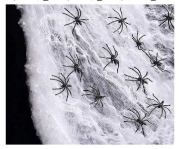 Dekoracja Halloween Spider Web 300g 100 pająków