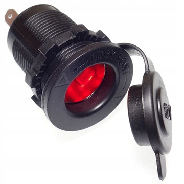 PODŚWIETLANE GNIAZDO ZAPALNICZKI HERMETYCZNE CZERWONE LED 12V 24V 15A