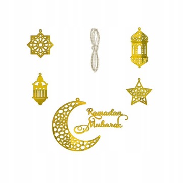 6x Eid Ramadan Mubarak ze sznurkowym ornamentem