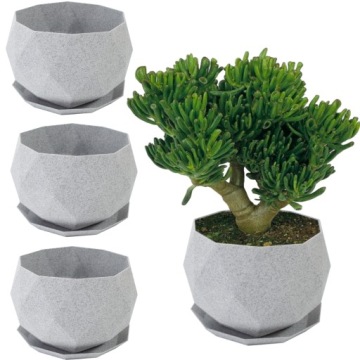 NOWOCZESNE DONICZKI NA SUKULENTY ROŚLINY IMITUJĄCE MARMUR SALON 4 SZT