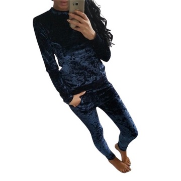 DRES WELUROWY KOMPLET ZESTAW SPODNIE BLUZA 38 M