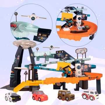 АВТОМОБИЛЬНАЯ ТРЕК ГОРКА парковка ЛИФТ ПРОСТРАНСТВЕННАЯ БАЗА СОУС НЛО 4 МАШИНЫ