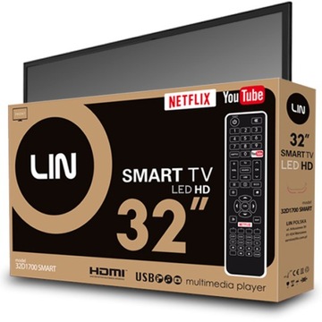 Телевизор LIN 32D1700 с 32 светодиодами DVB-T2/HEVC/H.265