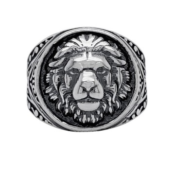 Sygnet srebrny pr. 925 Stylowy Pierścień Męski Lew| r. 22