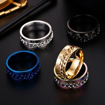 КОЛЬЦО С ВРАЩАЮЩЕЙСЯ ЦЕПЬЮ, РИМСКИЕ ЦИФРЫ