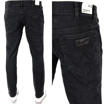 WRANGLER Texas duże czarne męskie podnie jeans czarne W42 L32