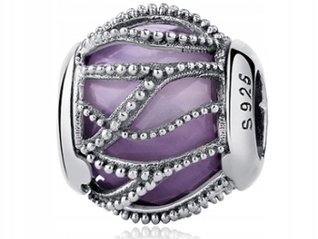 CHARMS FIOLETOWE SPLOTY WINOROŚLI S925 ZAWIESZKA