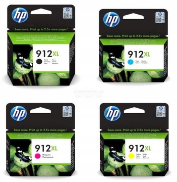ZESTAW 4 TUSZY HP 912XL CMY + czarny 912XL 3YL84AE