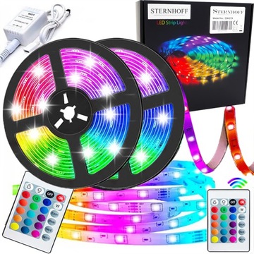 ZESTAW MOCNA TAŚMA LED RGB SMD WODOODPORNA KOLOROWA 5m z PILOTEM + ZASILACZ