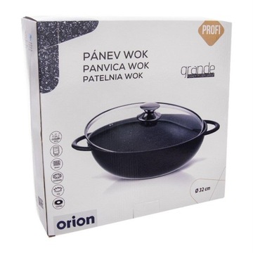 Patelnia granitowa wok 32 cm z pokrywką GRANDE /Orion