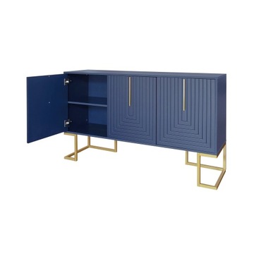 Modern 3-Door Sideboard w/ Adjustable Shelves & U-Shaped Doors, Navy