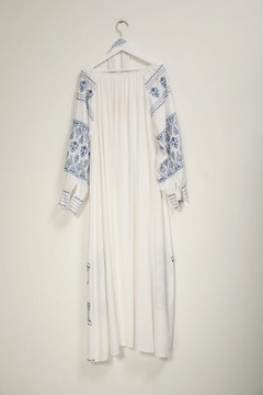 Jastie Bahia Maxi Dress Women Summer Fall Long Sleeve Embroidery Vintage Lo