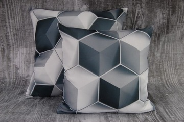 Poszewka 50x50 geometria sześciany 3D 1szt.