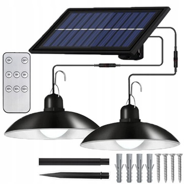 ZESTAW 2x ŻYRANDOL LAMPA SOLARNA WISZĄCA LED PILOT