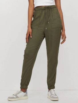 H&M HM Spodnie bez zapięcia joggery materiałowe luźne WISKOZA damskie 34 XS