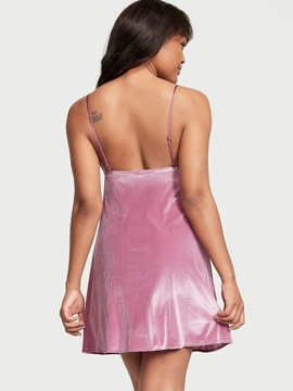 Aksamitna sukienka bieliźniana Victoria's Secret różowa rozmiar S