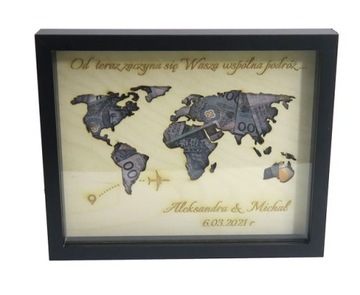 RAMKA 3D MAPA PREZENT NA BANKNOTY ŚLUB WESELE MB69