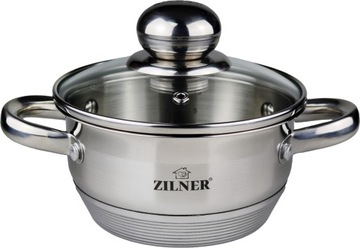 Mały Srebrny Garnek Z Pokrywką Stalowy 14CM 1L