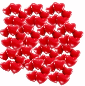 BALONY GUMOWE CZERWONE SERCA 50 SZT WALENTYNKI