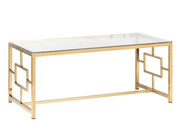 CHROMOWANY ZŁOTY STOLIK KAWOWY ŁAWA 110x60 LUSTRZANY POŁYSK GLAMOUR SALON
