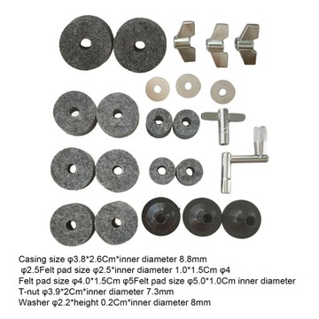 Części zamienne do bębna Hi Hat Clutch Felt Drum Hardware, trwałe 23 szt