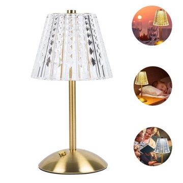 Lampka Stołowa Nocna Kryształowa Elegancka LED