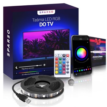 Taśma LED USB do TV RGB 3m Ledy do Telewizora Podświetlenie PILOT APLIKACJA