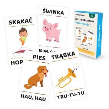 KARTY OBRAZKOWE DŹWIĘKONAŚLADOWCZE - ONOMATOPEJE (45 KART) - LearnHow