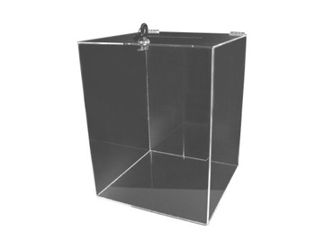 skrzynka urna plexi PRZEŹROCZYSTA na dokumenty ankiety 30x30x45
